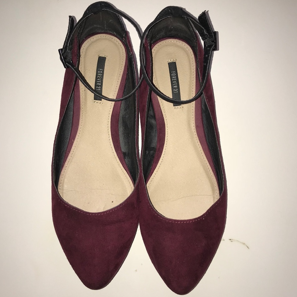 Maroon point-toe flats